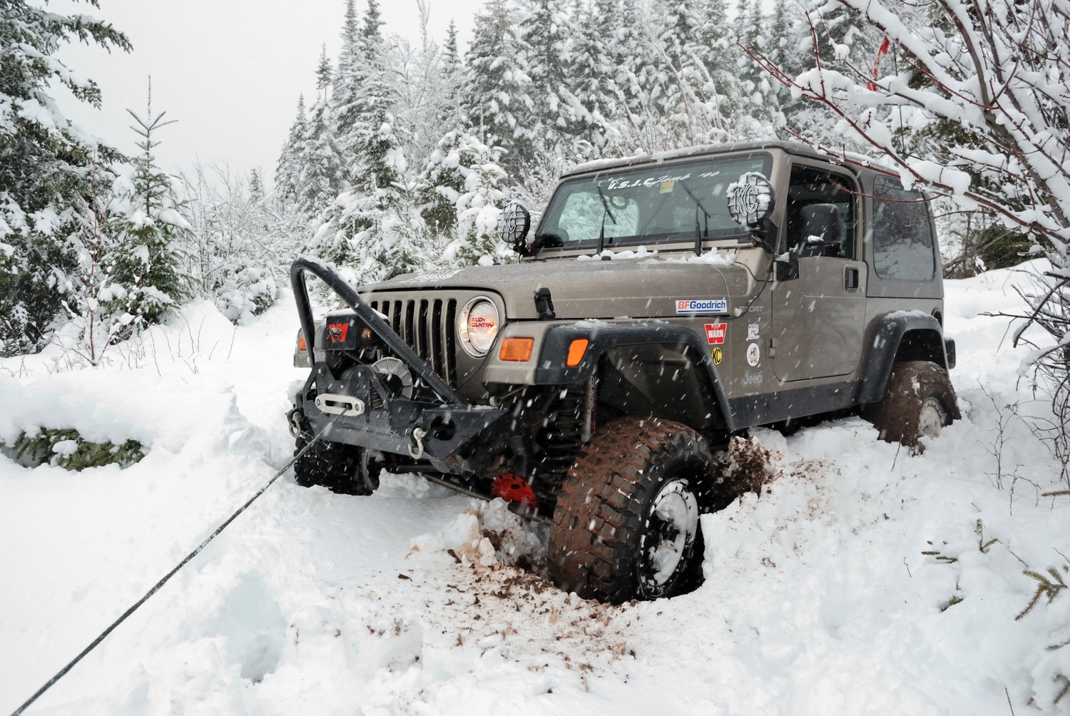 Stuck Jeep Winches Out